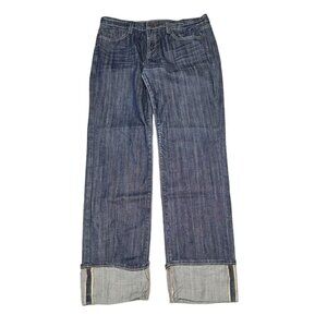 Vigoss Denim Womens 13/14 Dark Blue Wash Wide Rolled Cuff Straight Leg Jeans